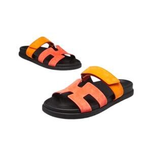 Hermes Sunset Rouge Ecarlate Suede Chypre Sandals 39 sz